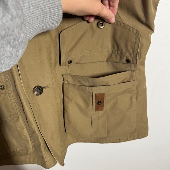 Ralph Lauren Vest Women L Tan Brown Reversible Safari Utility Sport Nylon Unisex - Picture 9 of 10